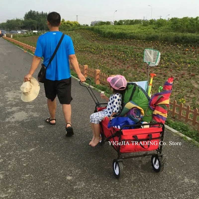 Widen Wheel Portable Trolley, Sturdy Steel Frame Garden/Beach Wagon, Folding Camping Shopping Cart