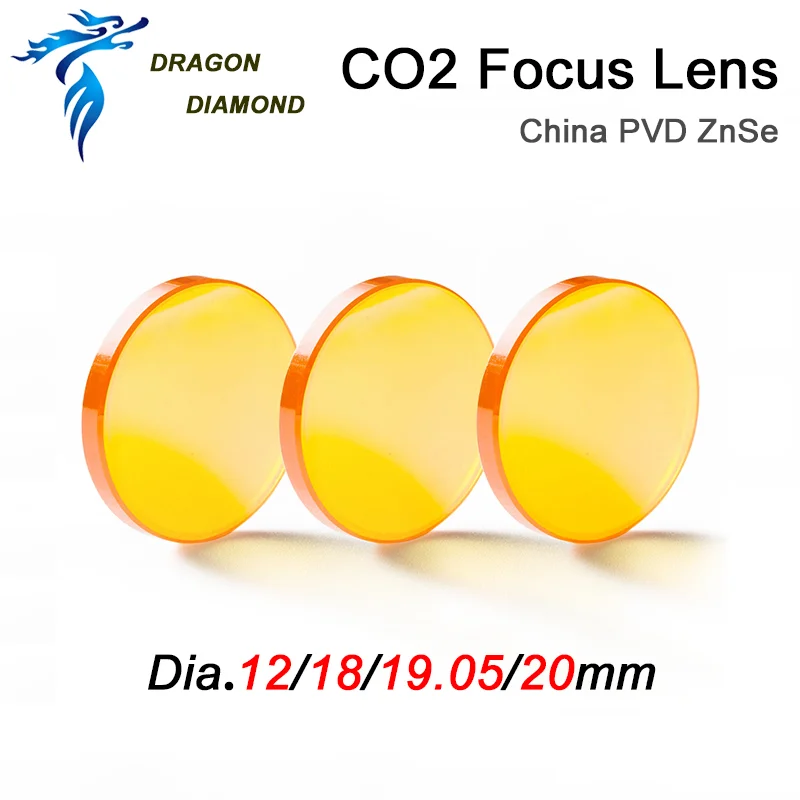 Co2 Focus Lens China PVD ZnSe Dia.12/18/19.05/20 mm FL38.1/50.8/63.5/76.2/101.6 mm For Laser Engraver Machine