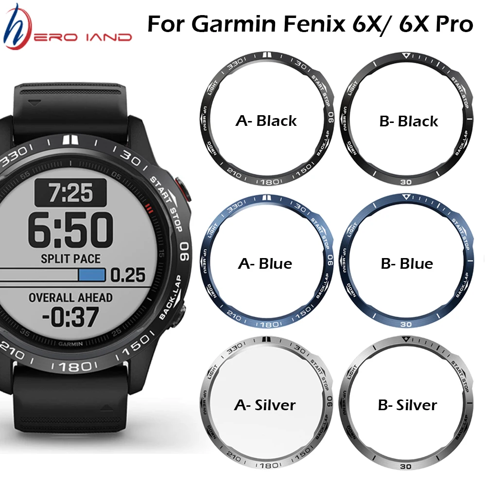 Сапфировое кольцо для часов Garmin fenix 6X/6X Pro/6X, нержавеющая сталь