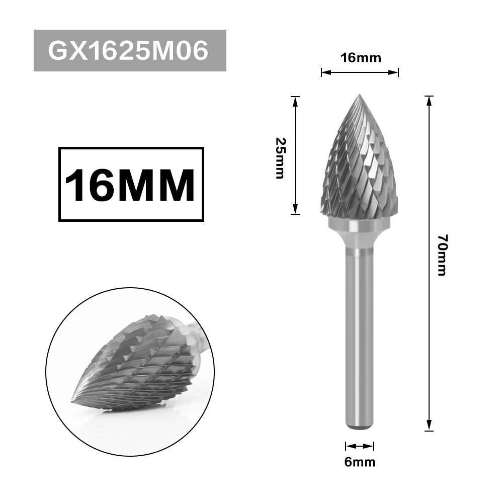 6mm Metal Drawing Tungsten Carbide Milling Cutter Rotary Tool Burr CNC Engraving Abrasive Tools Metalworking Milling Polishing