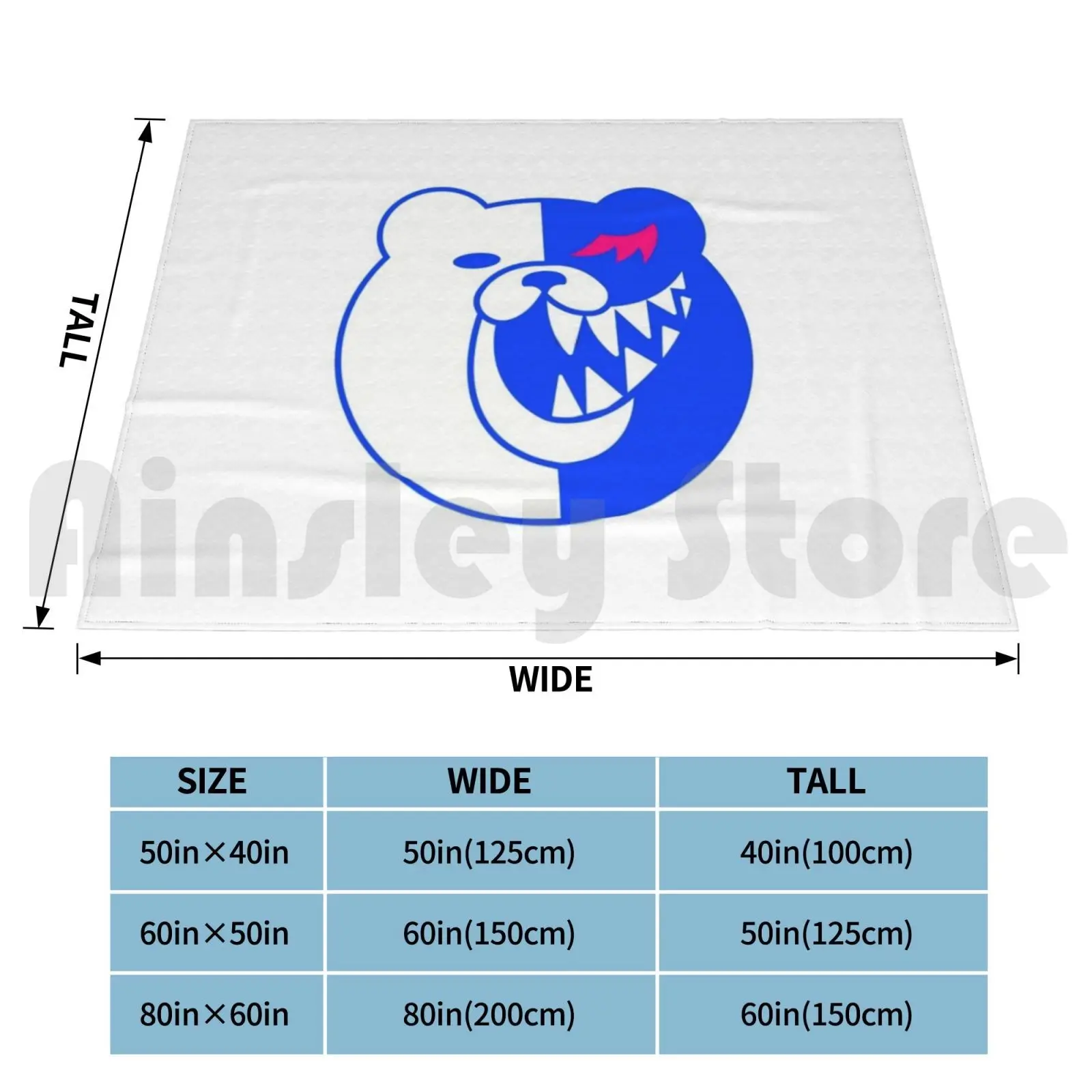 Monokuma Laugh Blanket Fashion Custom Monokuma Danganronpa Bear Scary Anime Cute Laughing Creepy Monobear