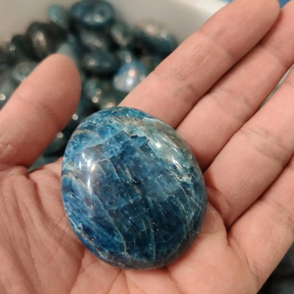 1kg Natural Blue Apatite Palm Stone Raw Gemstone Crystal Meditation Healing Energy Mineral