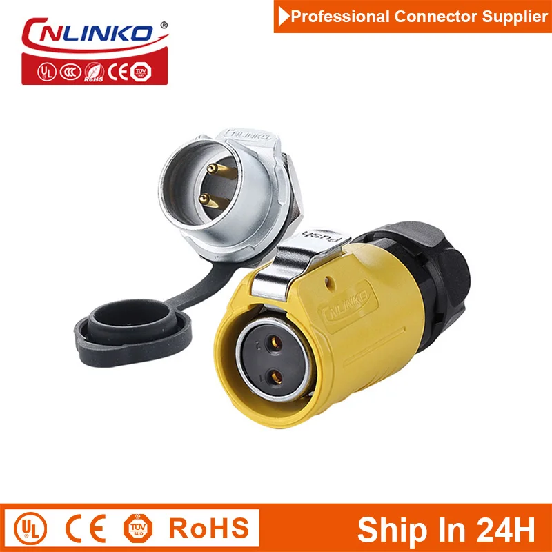 Cnlinko LP20 Industrial M20 Extension Cable 2Pin Male Female AC 500Volt 20A Heavy Duty Replacement Plug Socket Power Connector