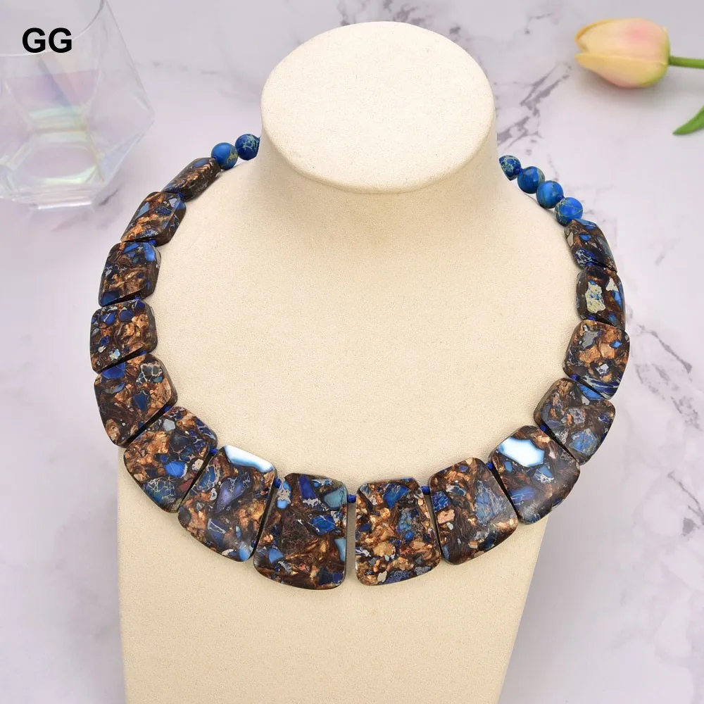 G-G 19\'\' Mixed Color Sea Sediment Imperial Jasper Graduated Necklace