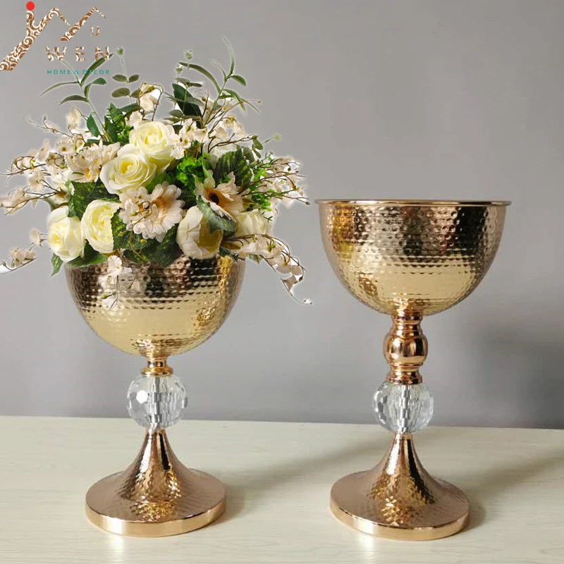 IMUWEN Gold Vase Metal Tabletop Flower Road Lead Wedding Table Centerpiece Flowers Vases For Home Party Decoration