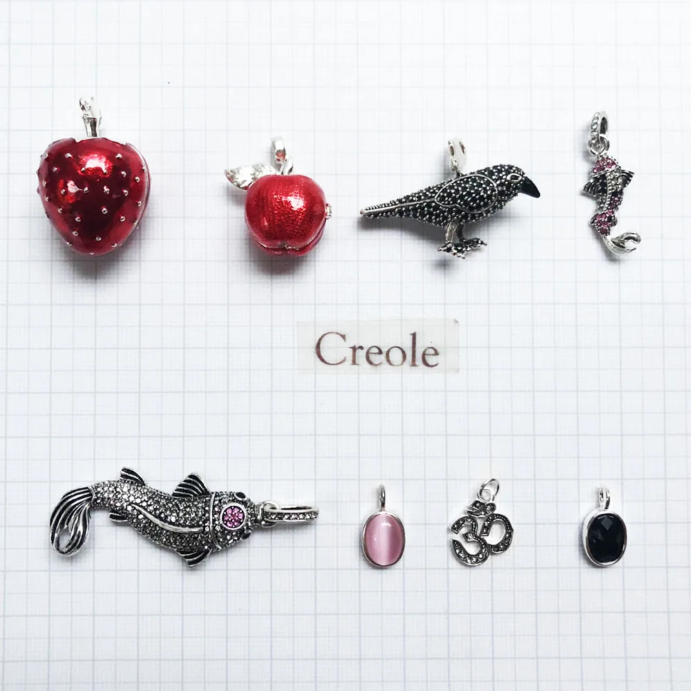Om Oval Apple Crow Raven Koi Fish Strawberry Pendant,2019 Summer Fashion Jewelry 925 Sterling Silver Trendy Gift for Women
