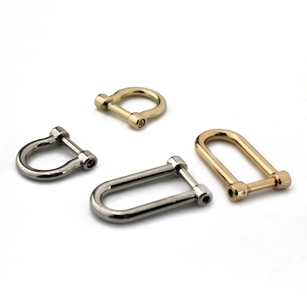 1pcs Alloy Staples Carabiner D Bow Shackle Leather Canvas Bag Belt Fob Key Ring Keychain Hook Screw Joint Connector Buckle