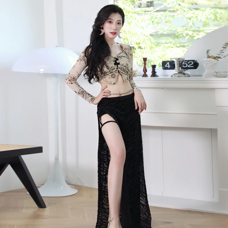 

Belly Dance Suit 5 colors dance set Top Long Skirt Practice Clothes Oriental Dancing Set Female Elegant Performance Clothing