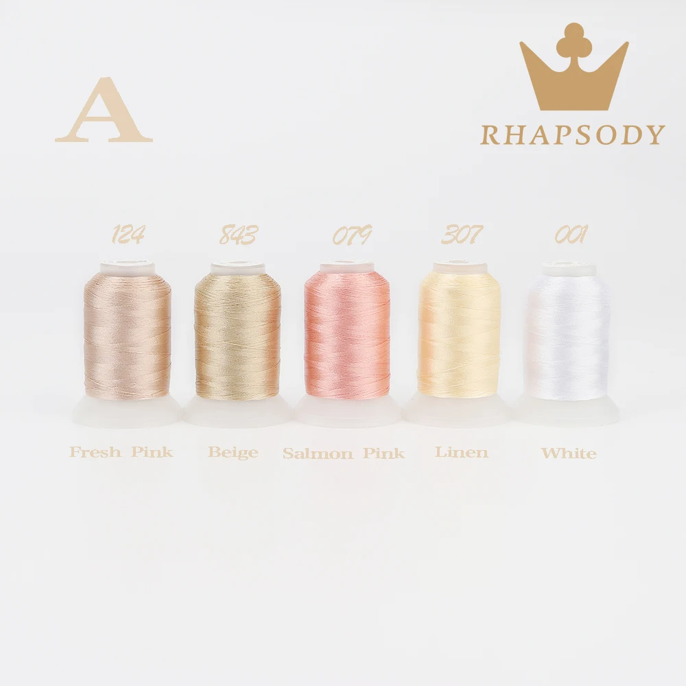 Rhapsody 40WT Polyester Embroidery Machine Thread 550Y for Brother Babylock Janome Singer Pfaff Husqvarna Bernina Sewing 60Color