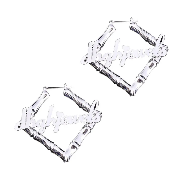 Popular Hip-Hop Customize Square Earrings Punk Large Earring Stainless Steel Earring Anti-Allergy Women Earrings  Jewelry