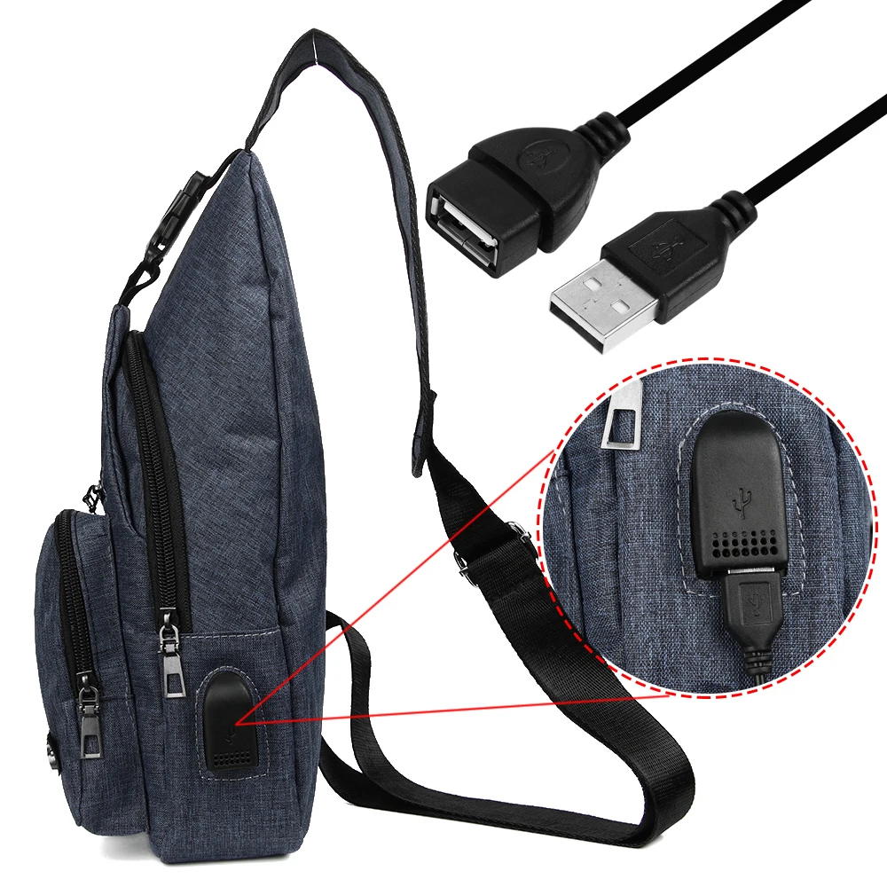 New Arrival Male Shoulder Bags USB Charging Crossbody Bags Men Anti Theft Chest Bag School Summer Short Trip Messengers Bag