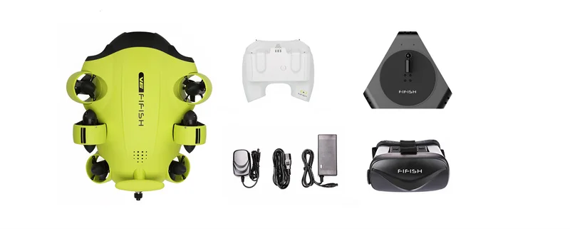 FIFISH V6 Underwater Drone OMNI-directional Compact ROV with 4K UHD Camera 100M Cable Spool 64G Internal Storage Bundle