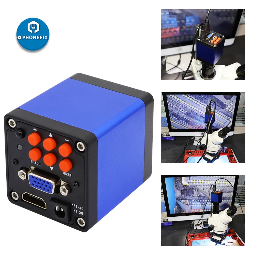 Microscópio digital industrial, câmera full hd 1080p 60fps 38mp hdmi usb c-mount para telefone pcb, reparo de solda