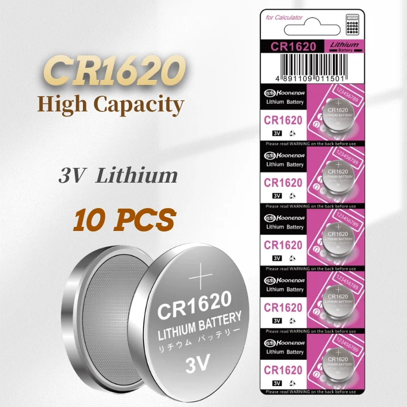 New 10PCS CR1620 3V Lithium Batteries Environmental Protection Button Battery for Car Key Remote Control