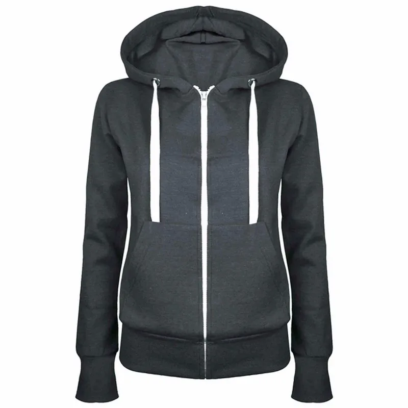 Fashion Trend Zipper Hooded  Long-sleeved Plus Cashmere Sweater Coat