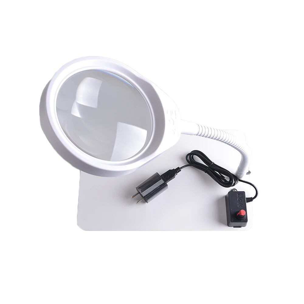 Lupa iluminadora de lente grande 5X 8X 10X, lámpara de lupa de escritorio Flexible, herramientas de reparación con USB, venta al por mayor