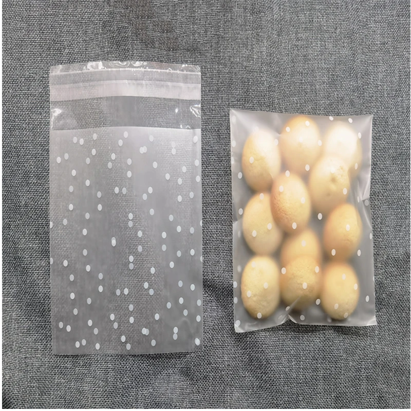 100pcs/lot Translucent dots Plastic cookie packaging bags cupcake wrapper self adhesive bags Birthday Party Wedding decorations