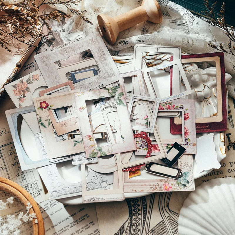 

New 32Pcs Photo Frame Retro Sticker Card Cutting Die DIY Scrapbook Vintge Handbook Material Greeting Card Paper Happy Diary