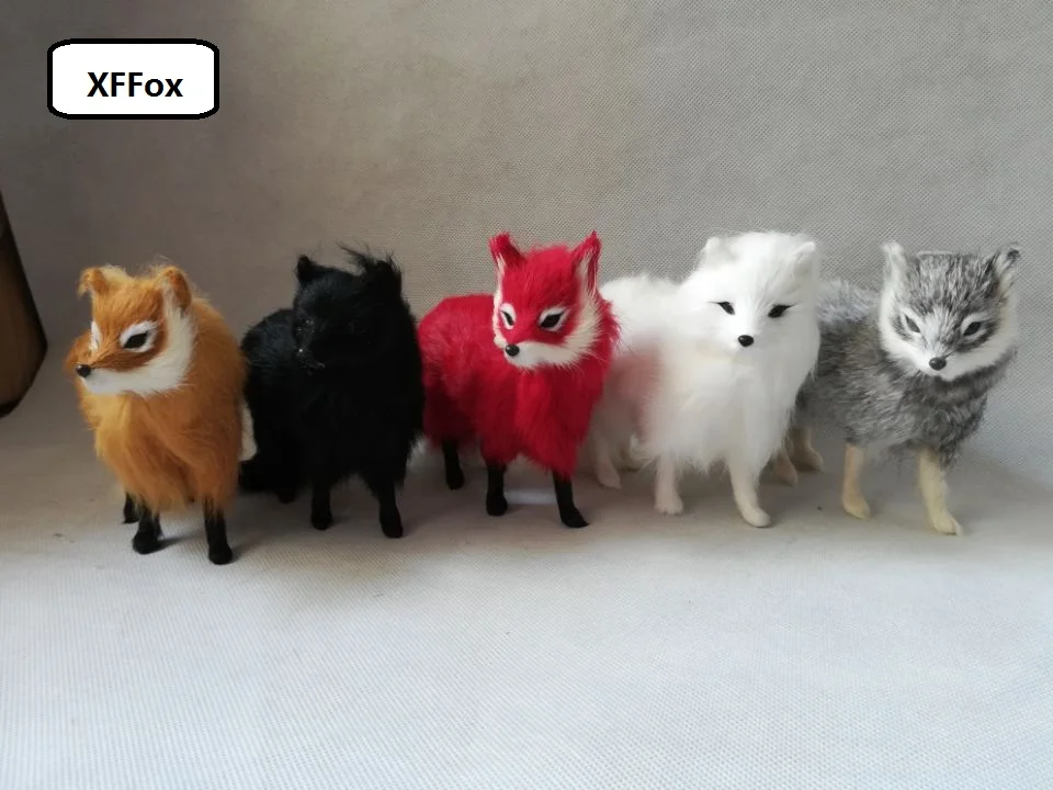 5 pieces a lot real life fox models plastic&furs cute simulation standing fox dolls gift about 16x12cm xf2392