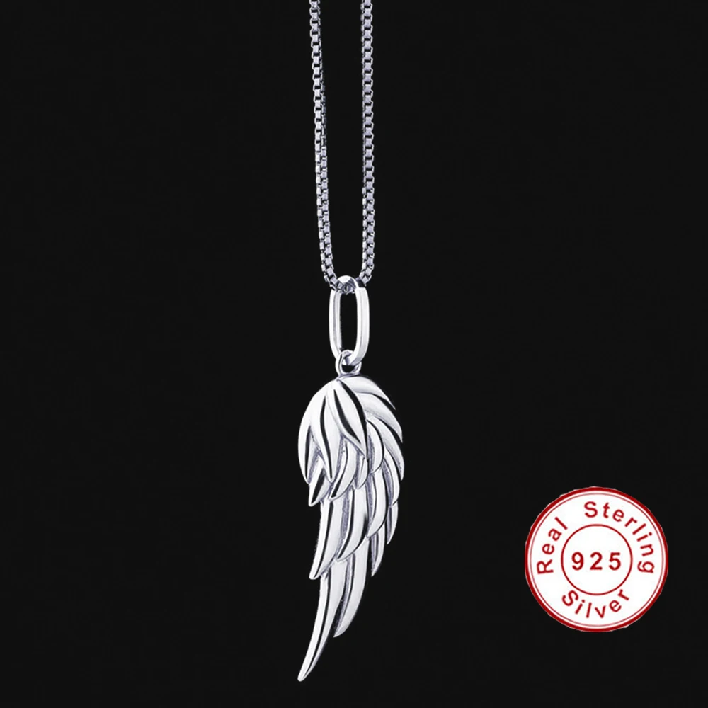 Personality Silver Gold Rose Gold 925 Sterling Silver Feather Chain Pendant Hells Angels Pendants Necklace Jewelry