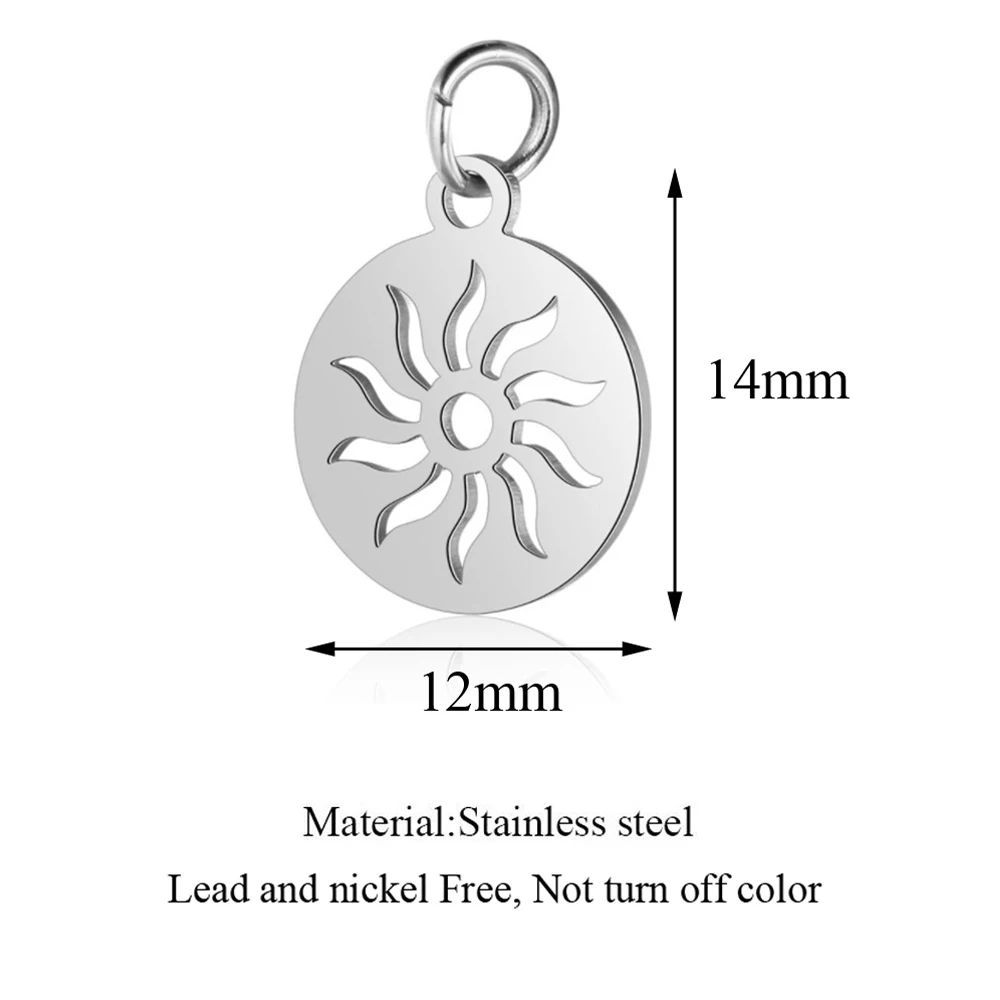 10 Stück/Set Edelstahl-Sonnenanhänger Großhandel DIY Schmuckherstellung Anhänger Schmuckherstellung Charms Anlauffarbener Stahl-Anhänger – Detail 1