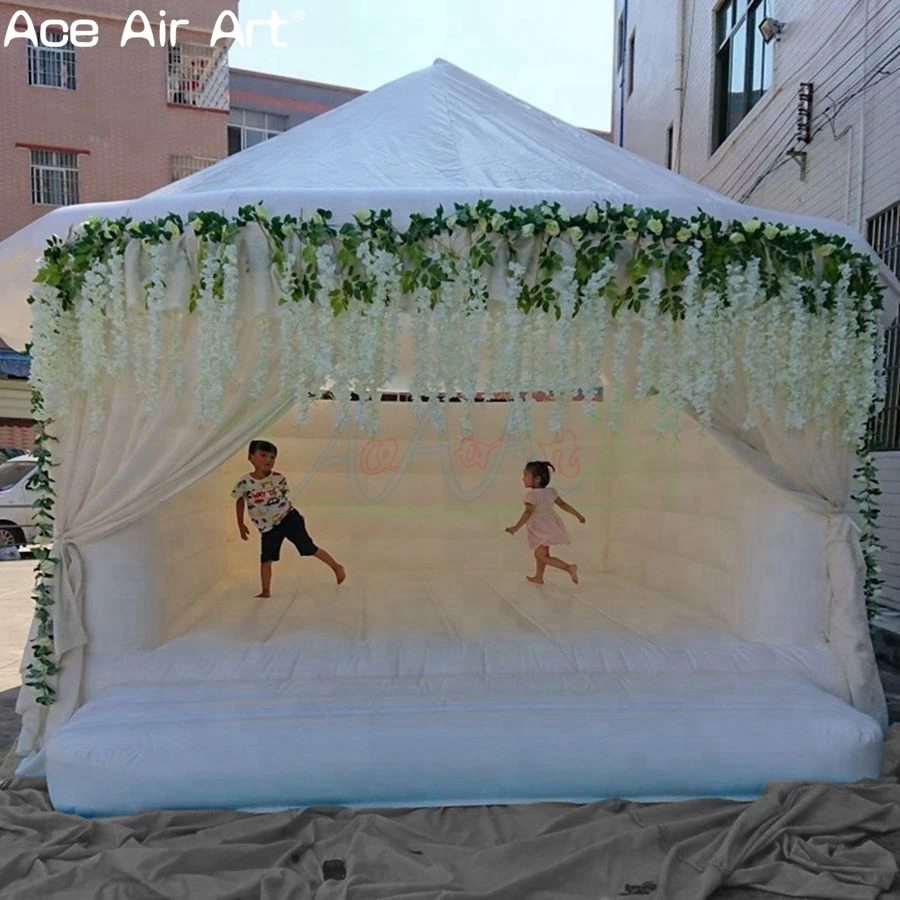 Sale Summer Outdoor White Wedding Inflatable Bouncer Jumping Pavilian Bouncy House With Air Blower for Made in China