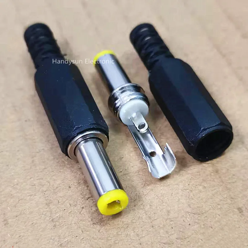 DC Power Male Plug Connector 5.5x2.1/2.5mm Welded Plug 14mm Extended Yellow Head Power Socket 12V DC Connector With Tuning Fork