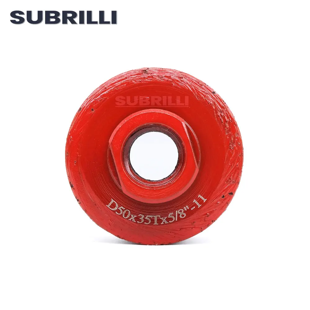 Subrilli 2 Polegada diamante metal roda de tambor contínuo tolerância zero rebolo para laje de pedra pia buraco m14 5/8 "-11 rosca