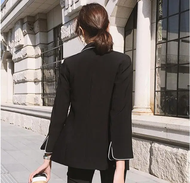 Autumn New 2020 Korean Double Breasted Blazer Women two piece set Simple Casual Female Suits Ladies Work Wear LX2198