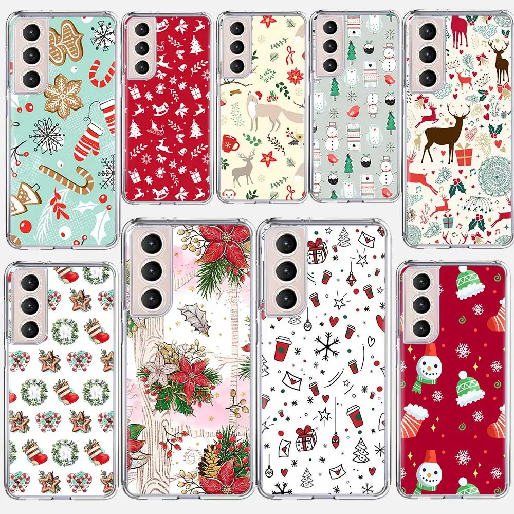 Christmas Cartoon Cute Soft Silicone Phone Case For Samsung Galaxy S24 S23 S22 Ultra S21 S20 FE S10 Plus S10E S9 S8 + Cover Capa