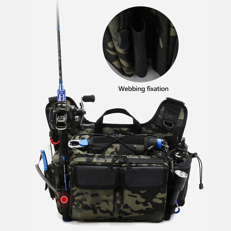 Tactical Fishing Boxes Bag Waist Chest Backpack Shoulder Bag Outdoor Camping Hiking Fishing Lure Rod Accessories Tackle Box Bag