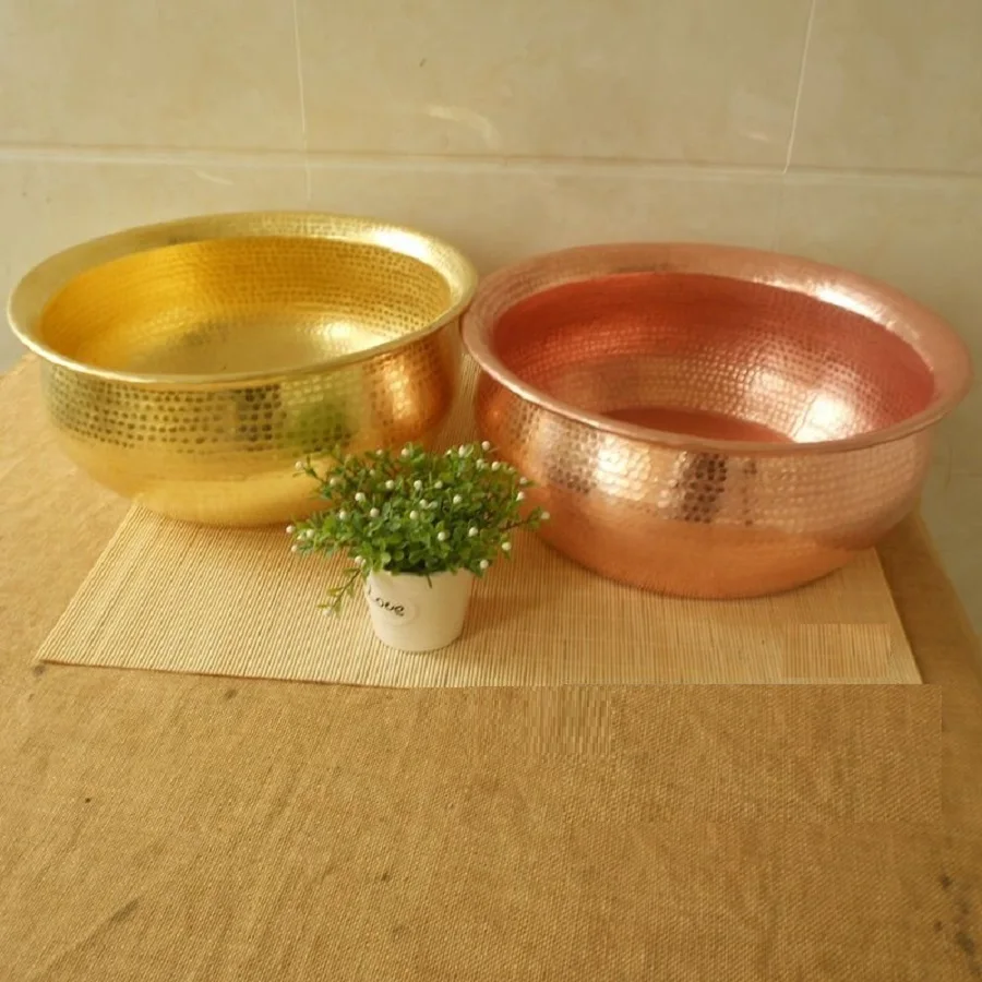 1 PC Pure Copper Basin Washbasin Foot Bath Wedding Handmade Thick Gift