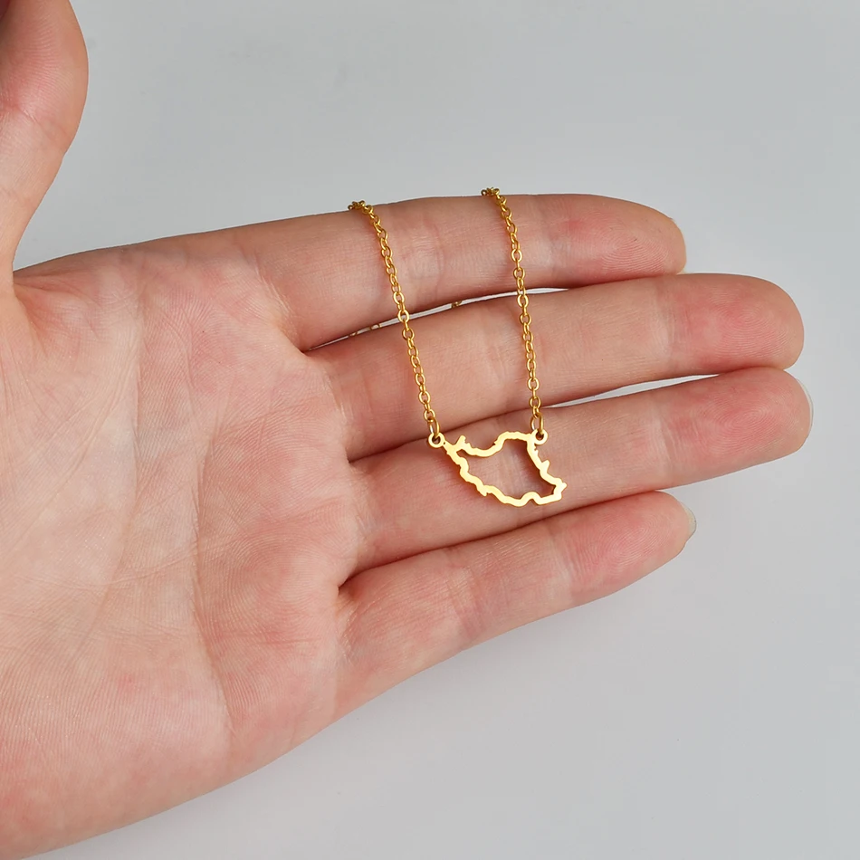 Aniyo صغيرة الحجم حلية لإيران قلادة على شكل خريطة قلادة المرأة مجوهرات للبنات ، فضي اللون/الذهب اللون القلائد الإيرانية #246221