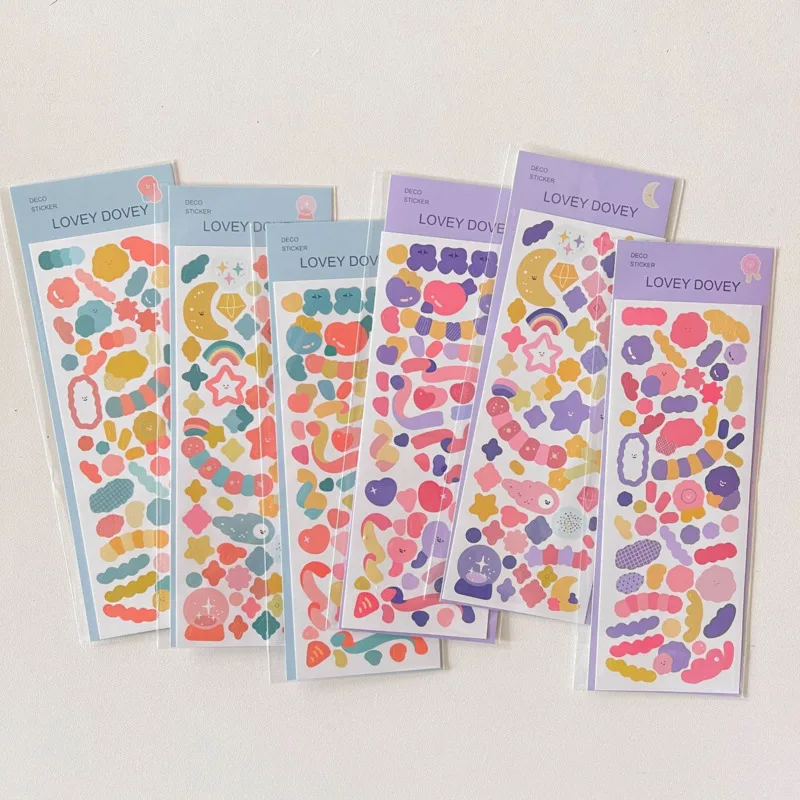 

Korean Ins Cartoon Moon Star Ribbon Cute Stickers Colorful Labels paster Diy Album Stationery Sticker Kawaii Decorative Collage