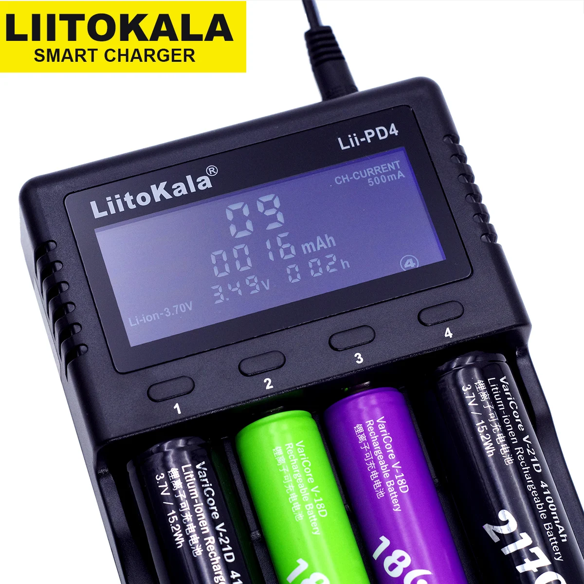 Liitokala Lii-PD4 3.7V 3.2V 1.2V Pin Sạc Màn Hình Hiển Thị LCD 18650 21700 26650 20700 18350 26700 AA AAA V. V... Kiểm Tra Dung Lượng