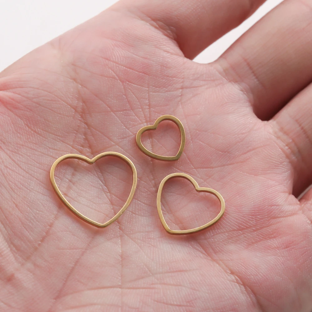 20Pcs Stainless Steel Heart Charms Connector Pendant Bezel Hollow Resin Frame Components Mold For DIY Earrings Jewelry Making