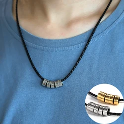 Custom Necklace For Him With Name Male Jewelry Personalized Necklace Genuine Leather Braided Family Necklace Father's Day Gifts