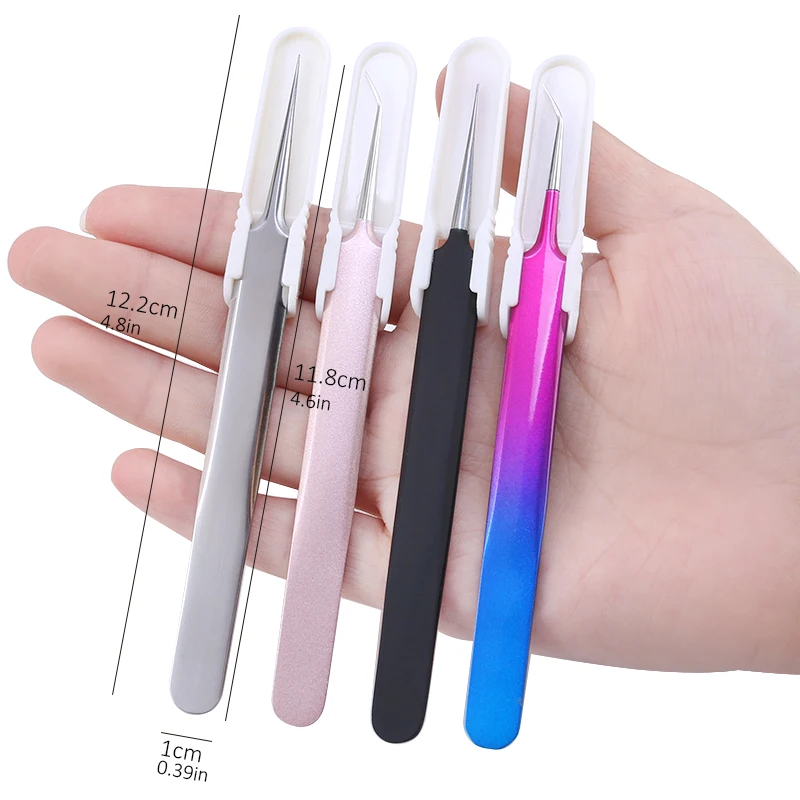 Stainless Steel Eyebrow False Eyelashes Tweezers Lashes Extension Nail Makeup Tool High Quality Fine Tip Profession Tweezer