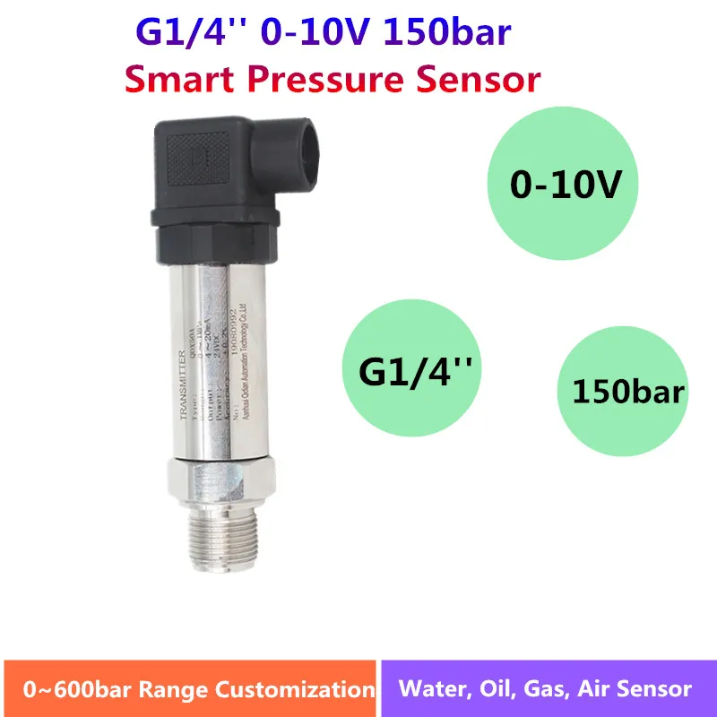 4-20mA 0-10V Pressure Sensor 0.1bar/10bar/145psi gauge 24V Supply, G1/4\