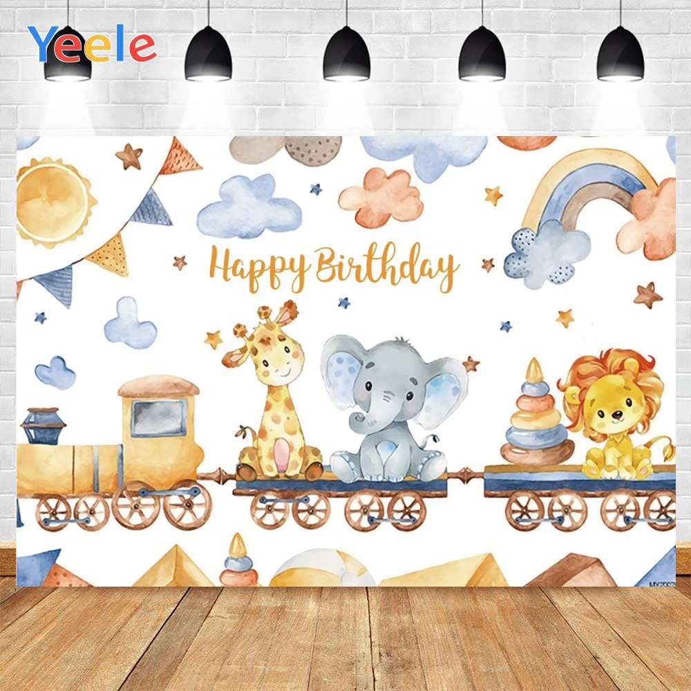 Cartoon Animals Baby Birthday Party Newborn Personalized Photographic Backdrops Photography Backgrounds For Photo Studio Prop