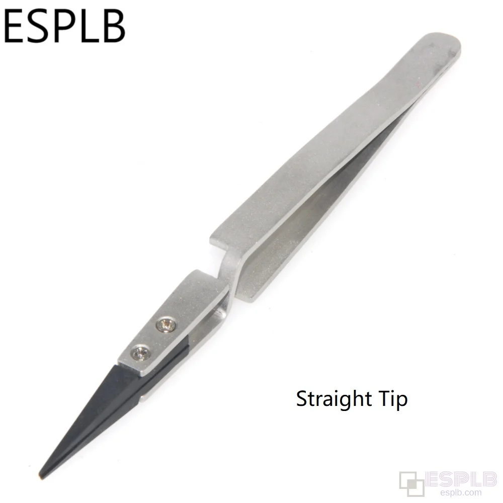 5 teile/satz Schwarz/Silber Reverse Pinzette Edelstahl Griff Kunststoff Spitze Präzision Pinzette Gebogene/Flach/Gerade Spitze pinzette – Detail 13