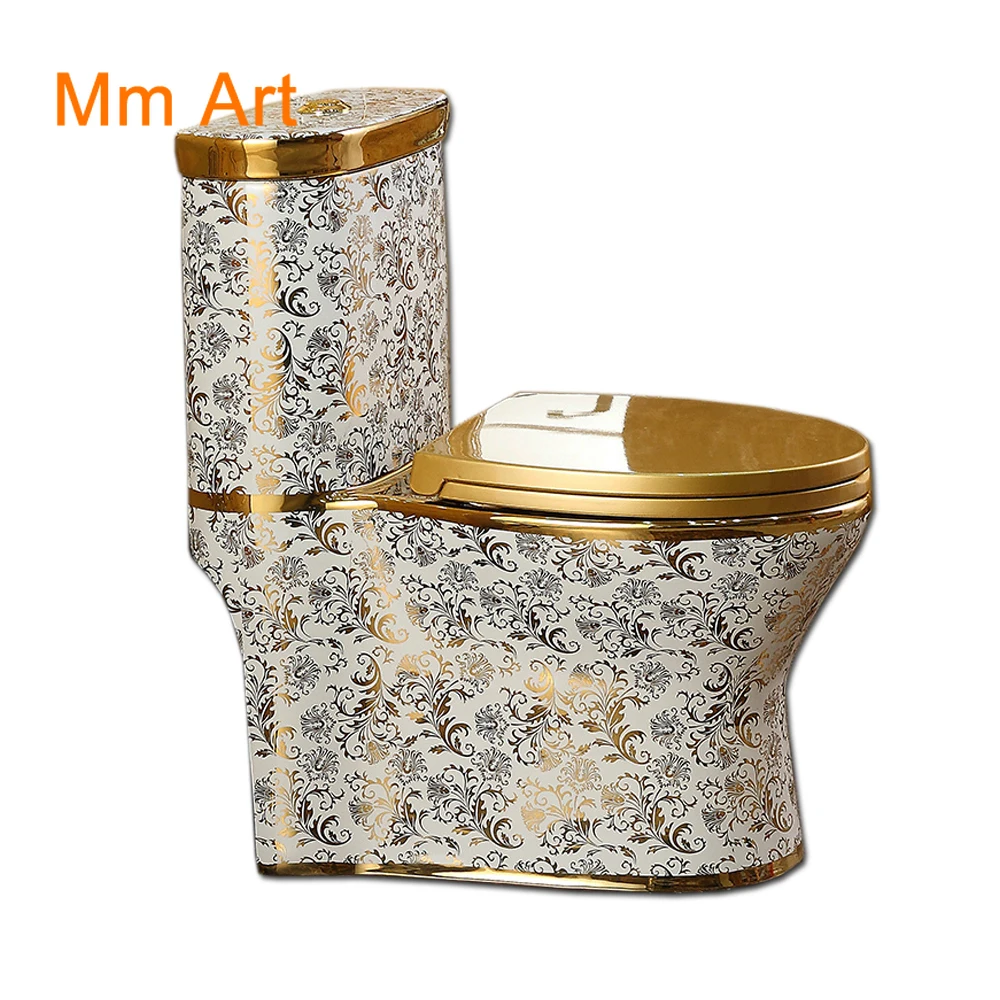 Chaozhou sanitary wares manufacturer ceramic golden color one piece toilet with soft close seat