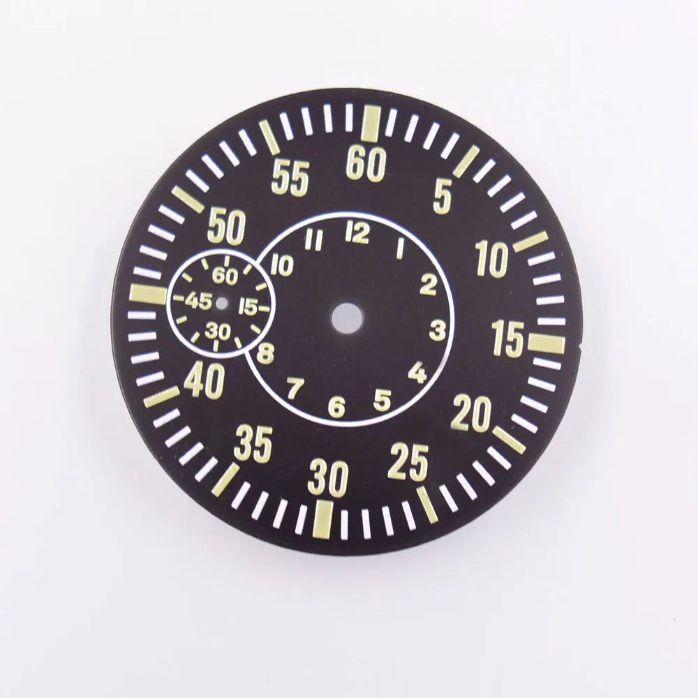 38.5mm sterile dial Fits ETA 6497 ST3600 movement Green luminous Dial