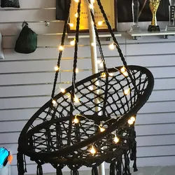 Hammock Chair, Hanging Chair with Durable Hanging Hardware Kit, Cotton Rope Macrame Swing for Outdoor(Black)