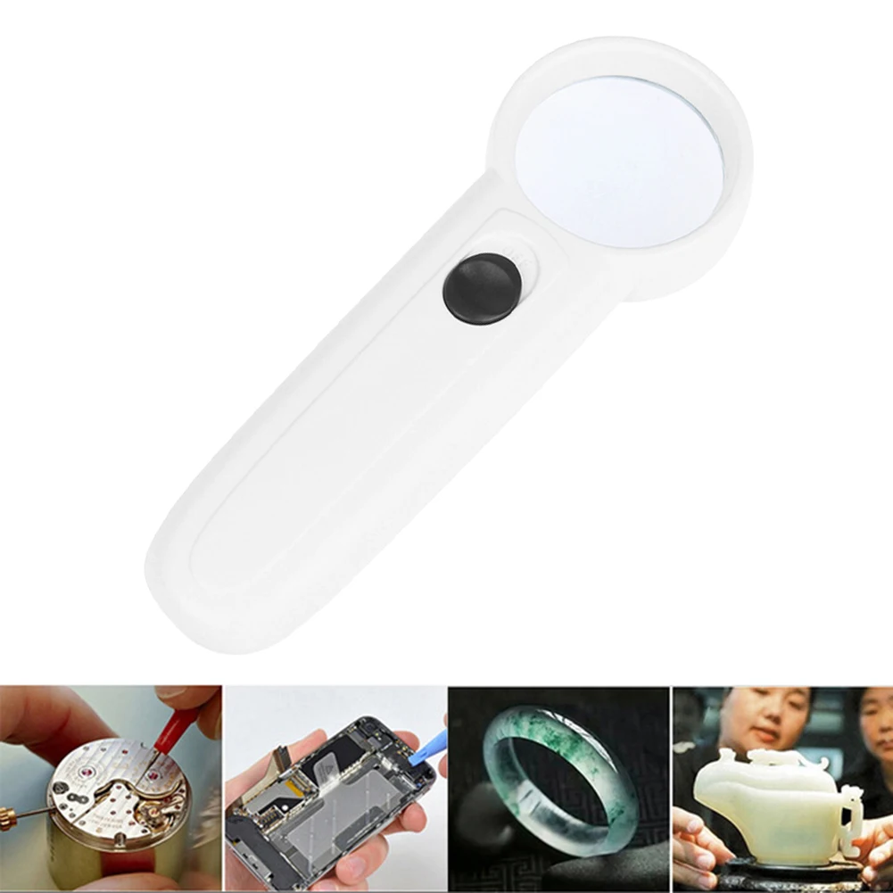 Portable Handheld 15X Illuminated Magnifier Magnifying Glass Lens with 2 LED Light Aid Reading for Seniors Loupe Jewelry Repair