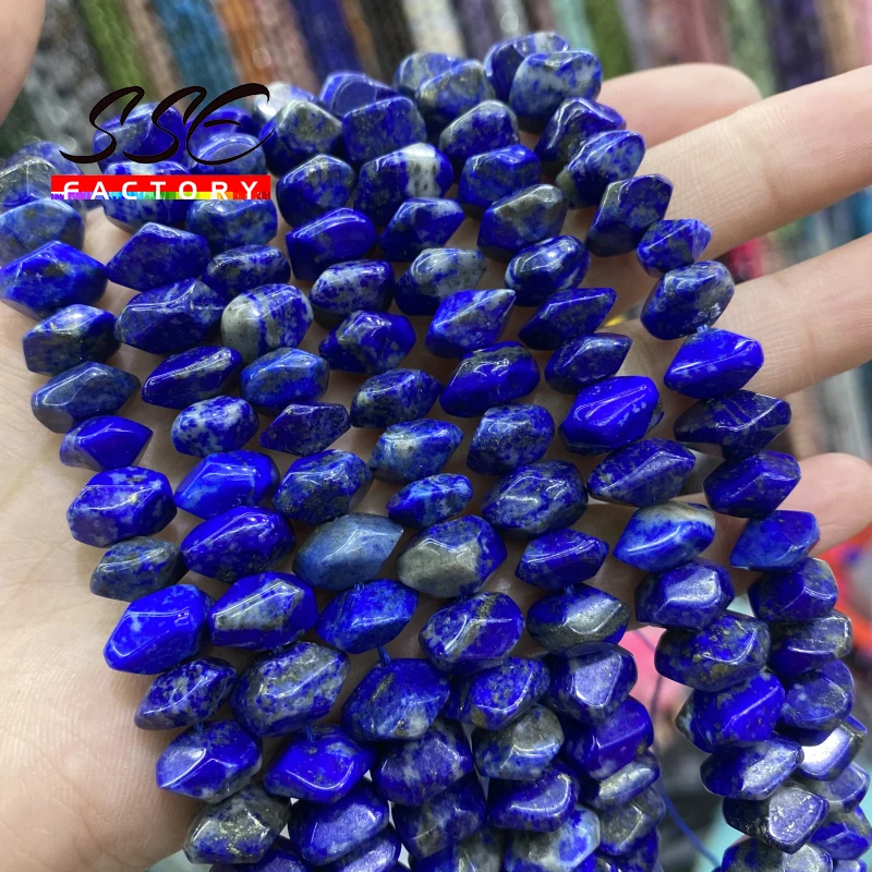 Natural Lapis Lazuli Stone Beads Irregular Special Cut Genuine Loose Spacer Beads for Jewelry Making DIY Bracelets 6x11mm 15''
