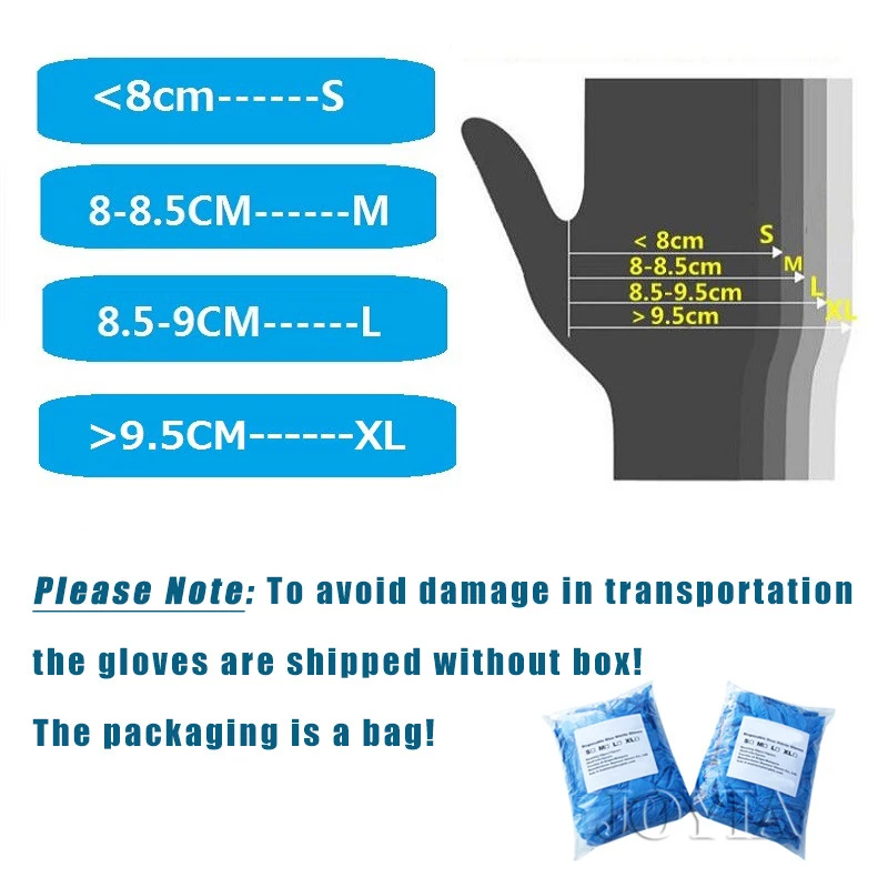 Blue Disposable Gloves Latex Free Powder-Free Exam Glove Small Medium Large S Home Work Man Synthetic Nitrile 100 50 20 Pcs