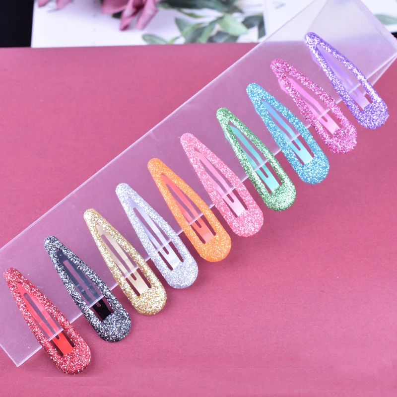 10pcs/lot Fashion Hair Clips Snap Glitter Hairpins Women Hair Barrette Metal Claw Clip Cute Kids Hairgrip Girls Hair Accessories