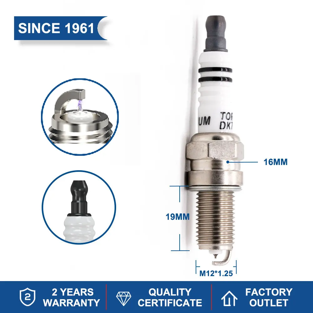 Iridium Spark Plugs TORCH DK7RTI Replace for Candles 6046 DCPR7EIX 4759 IKR7D 1179 DCPR7EVX Denso IXU22 XU22EPRP XU22EPRZ-U I08