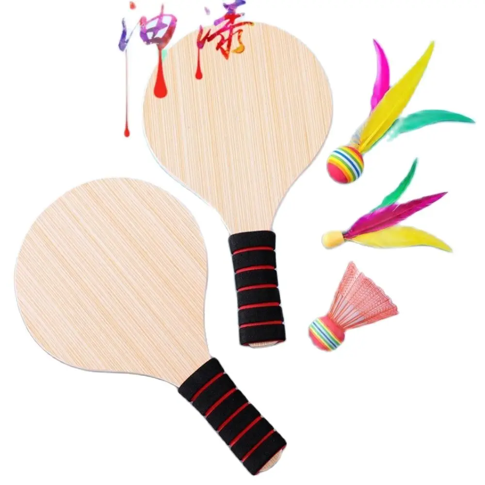 

Indoor and outdoor solid shuttlecock paddle for children adult fitness table tennis feather ball oak paddle